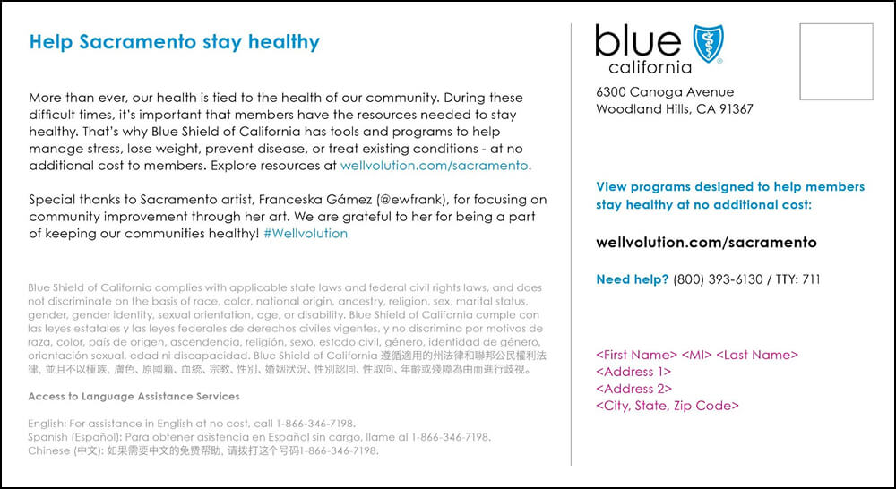 Sacramento Back Postcard